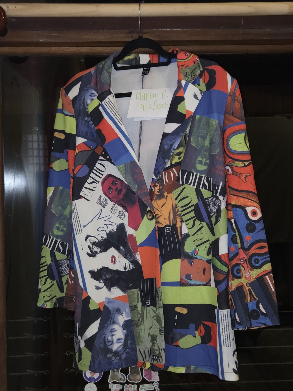 SHEIN Multicolor Graphic Print Blazer Jacket